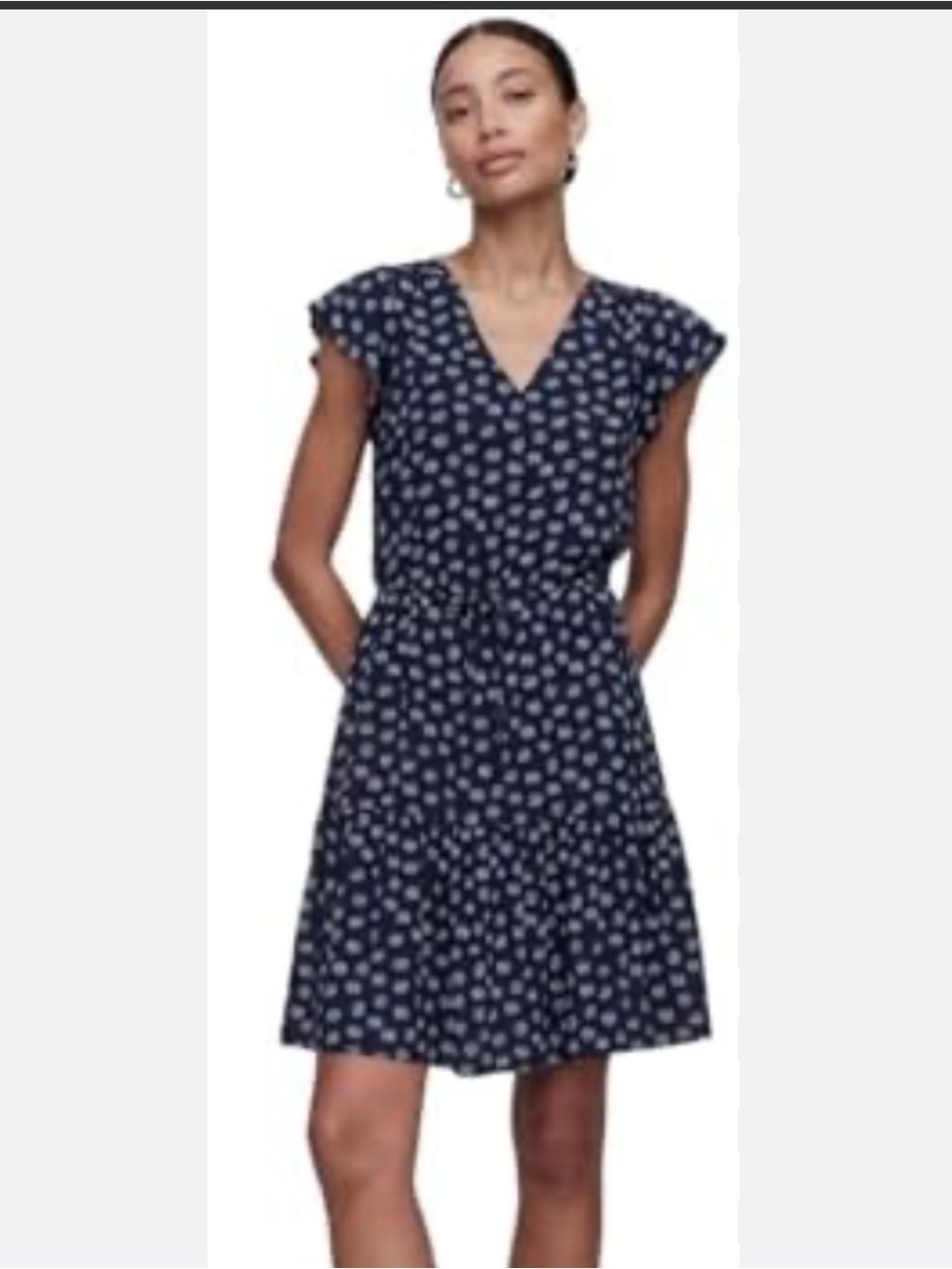 GAP Navy Blue Flutter Sleeve Tie-Waist Dress